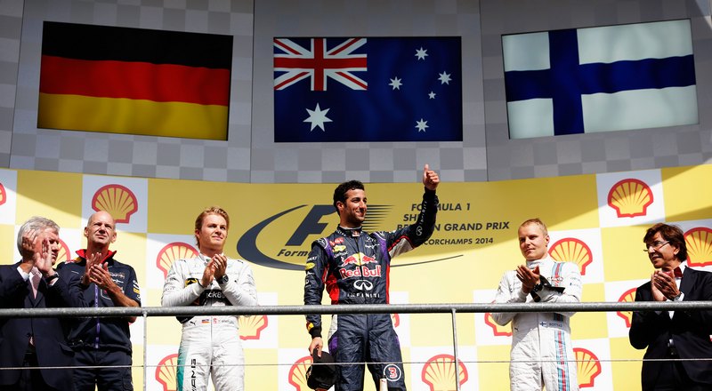 F1: Ricciardo takes second consecutive win and 50th win for Red Bull Racing at Belgian Grand Prix